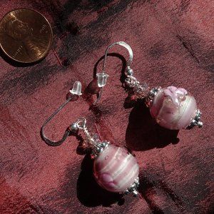 Classic artisanal earrings designed from millefiori Murano, Italy beads